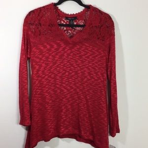 Style & co. Medium red lace shirt NWT